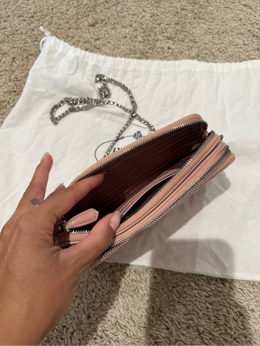 Prada Pink Quilted Leather Crossbody Bag with Chain Strap - Picture 5 of 9